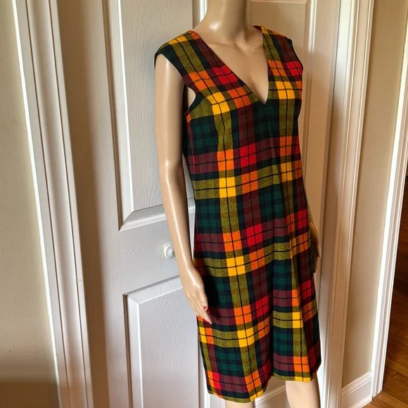 Vintage 1960s Bill Atkinson Glen of Michigan Jr. Retro Style Plaid Lined Dress - Picture 6 of 16
